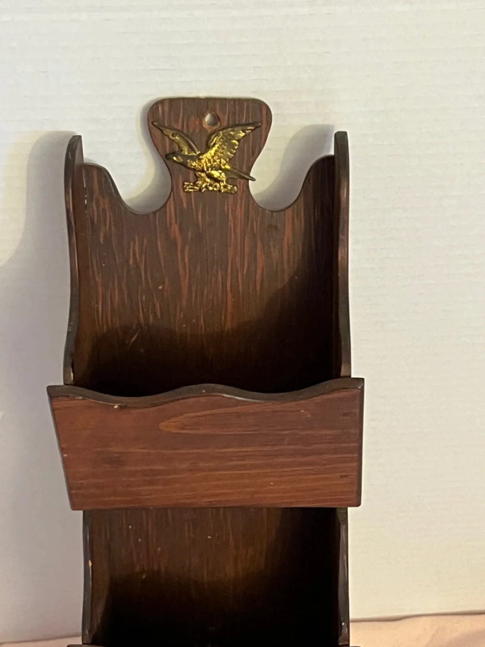 Wall-Mounted Mail Organizer in Dark Brown with Eagle Accent